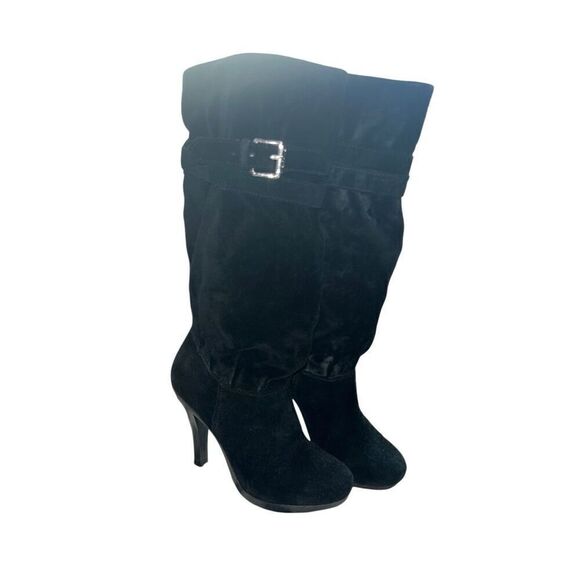 Michael Kors Kincaid Slouch boots leather suede 5.5 platform high heels black EU - Picture 2 of 9